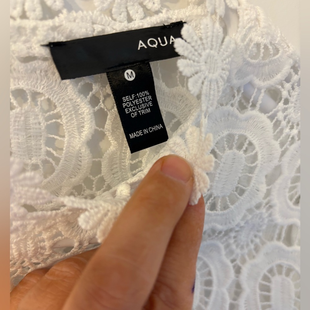 Aqua White Lace Blouse - Picture 4 of 5